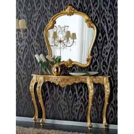 Consolle barocca con specchio in foglia d'oro