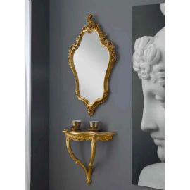 Consolle sospesa + specchio barocco in foglia d'oro