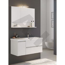 Mobile bagno Praga sospeso 100 cm rovere effetto legno con lavabo