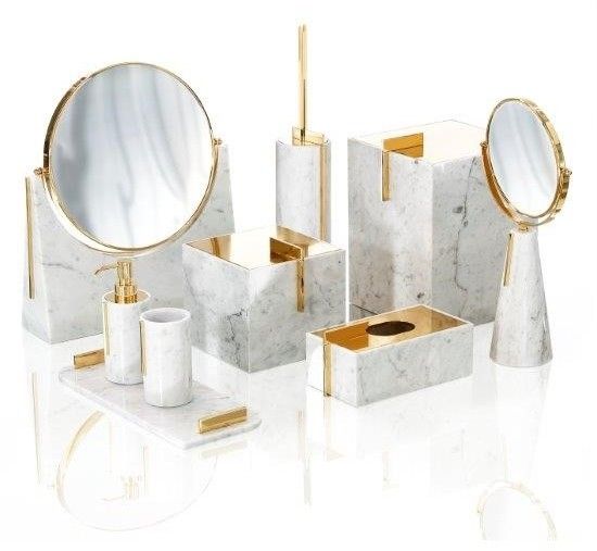 Accessori bagno appoggio in Marmo carrara + oro 24k , BAGNO  Accessori da  Appoggio Moderni 