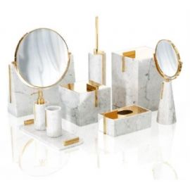 Accessori bagno appoggio in Marmo carrara + oro 24k 