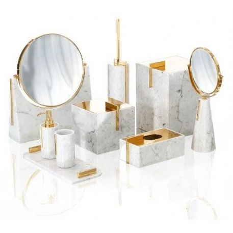 Accessori bagno appoggio in Marmo carrara + oro 24k 